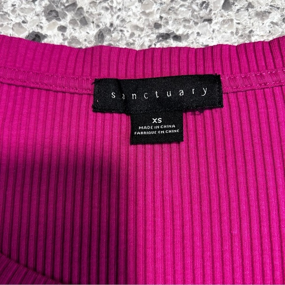 Anthropologie Sanctuary Fuchsia Ribbed Knit Fitted 3/4 Sleeve Blouse Size XS - Picture 2 of 4
